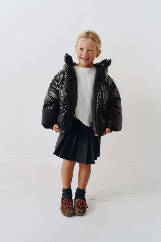 ZARA ПУХОВИК 50% ПУХА И 50% ПЕРА WATER REPELLENT WIND RESISTANT THERMAL INSULATION, ЧЕРНЫЙ