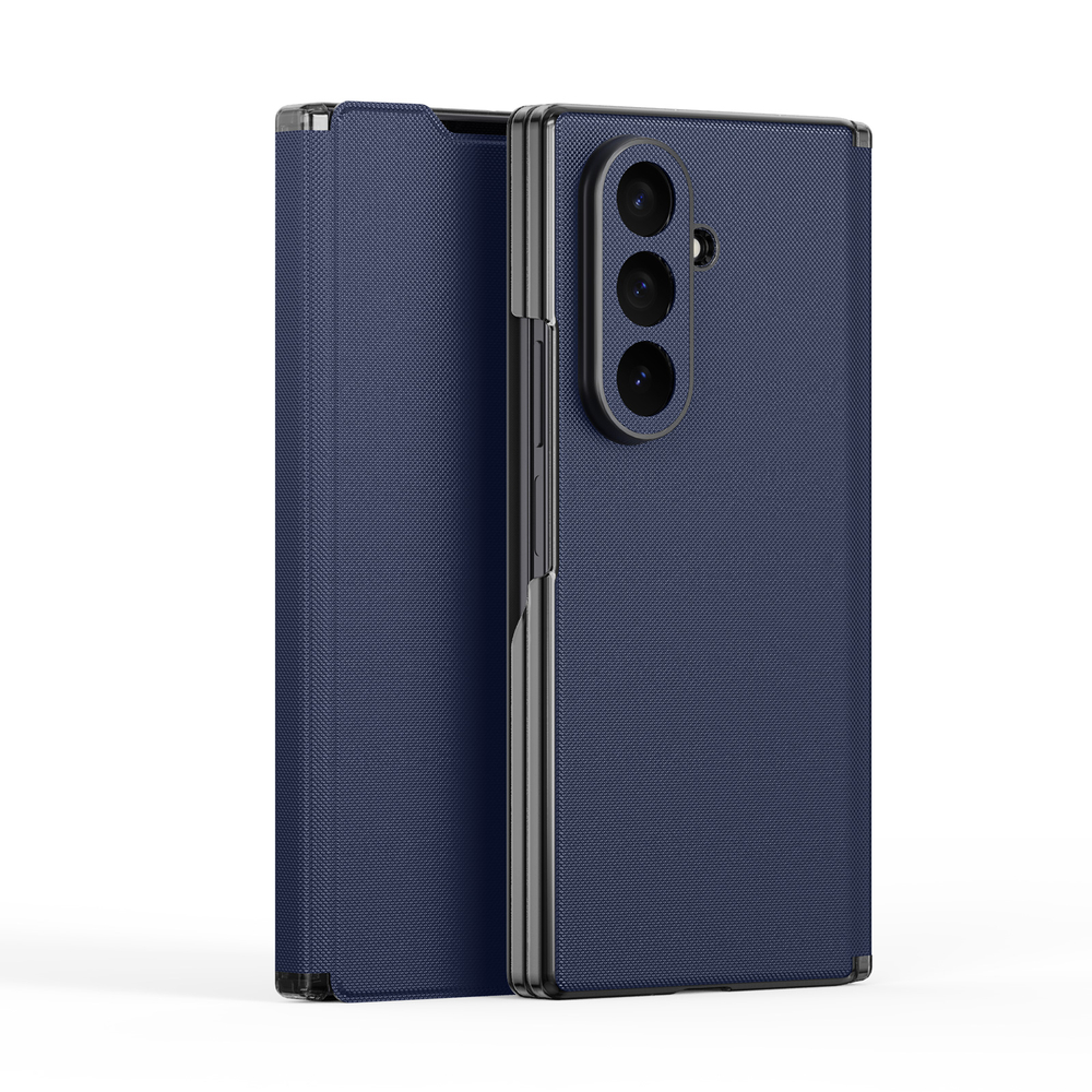 Чехол с покрытием "под кожу" синего цвета для Samsung Galaxy Z Fold 8 Ultra, серия Fort Series Case от Dux Ducis