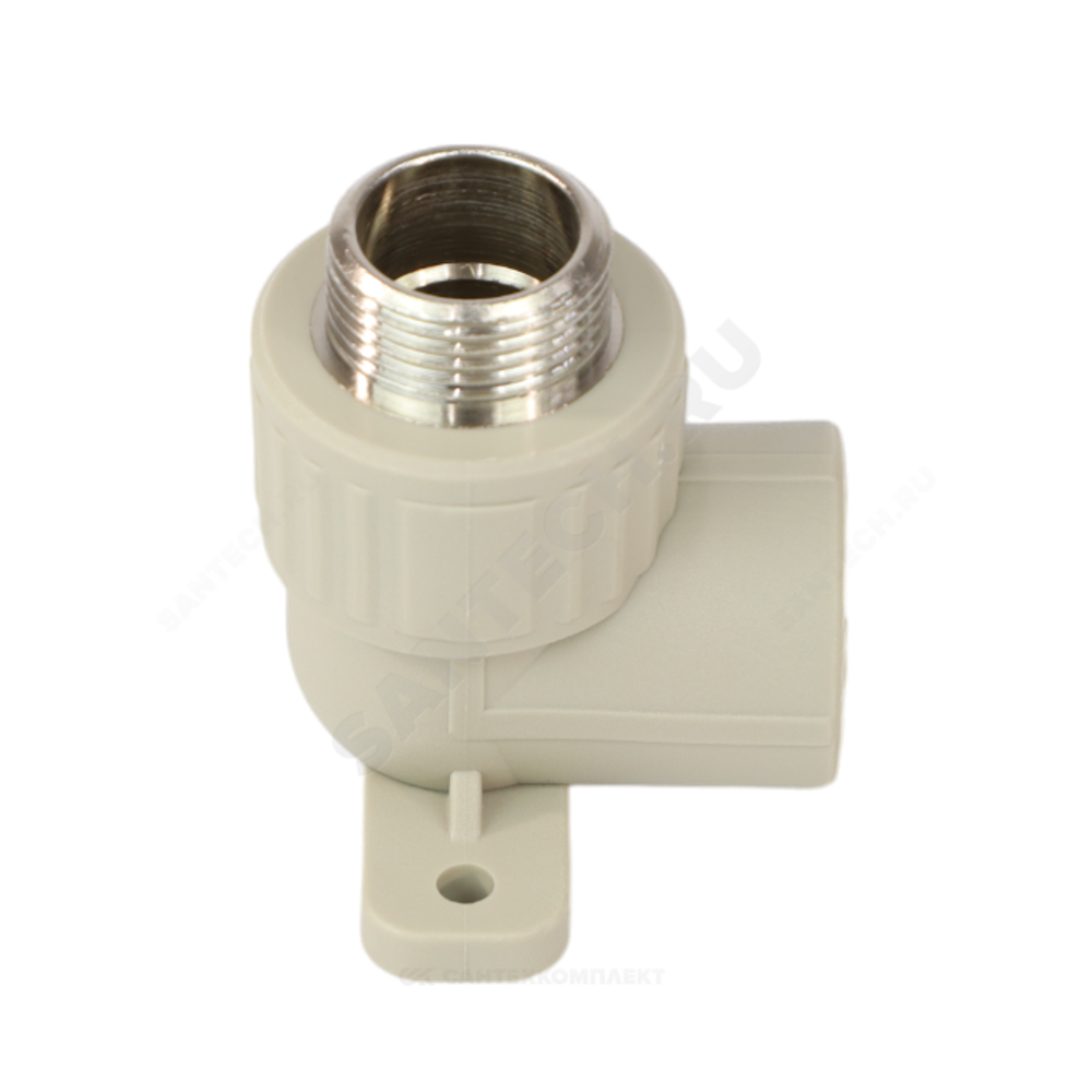 Угольник PP-R комбинированный серый Дн 25х3/4" НР с креплением VALFEX 10121125Г