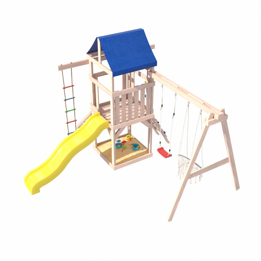Детская площадка для улицы и дачи Fun Land неокрашенная с мини сеткой