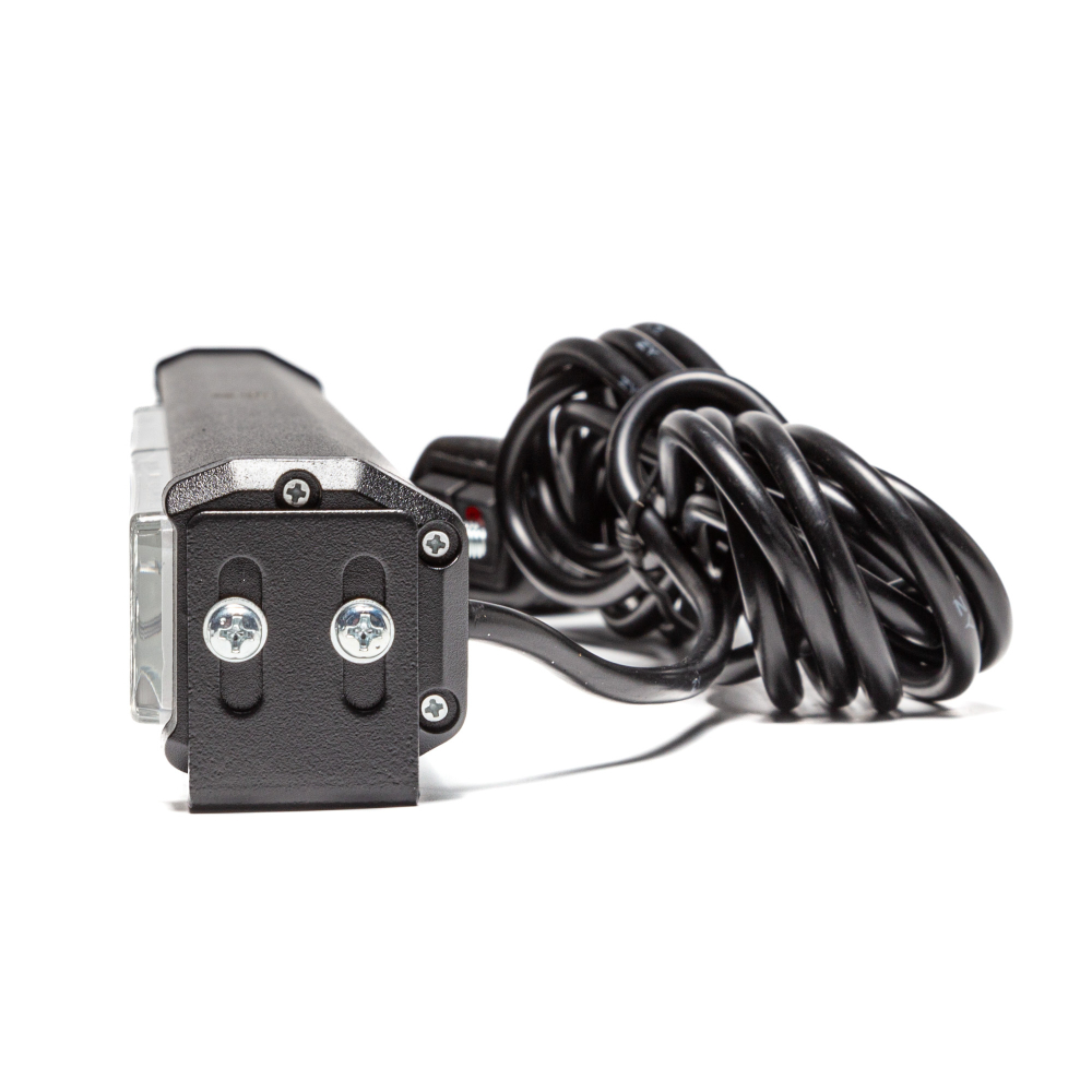 AE18W-3COB-1S Маяк-стробоскоп 12/24 В, 18 Вт, желтый, 1-стор. (3 блока COB), 18 реж., крепление на кронштейне, прикуриватель (провод 3м), 450*40*50 мм