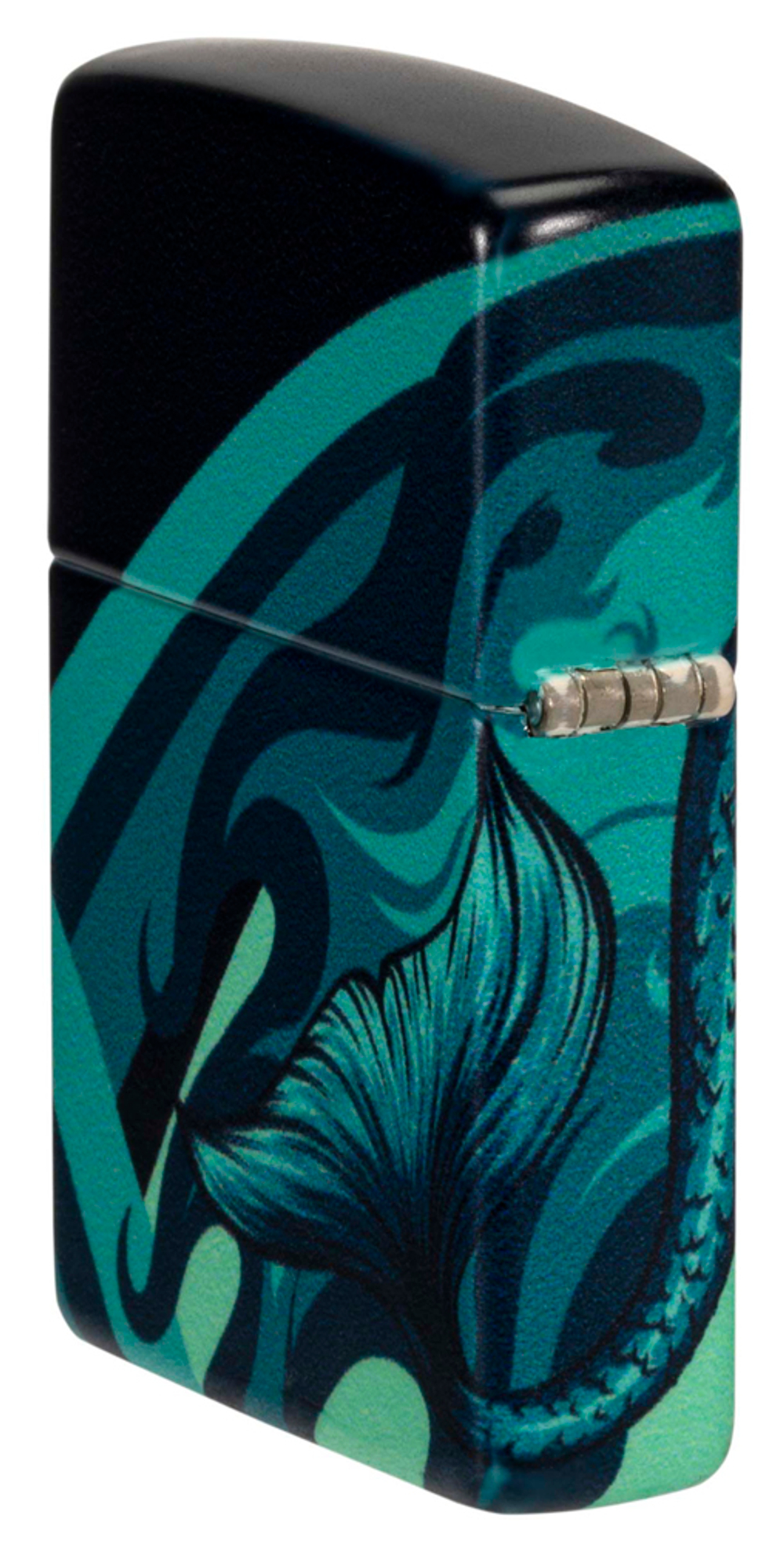 Зажигалка Zippo Mermaid Design с покрытием 540 Matte, латунь/сталь, черная, матовая, 38x13x57 мм