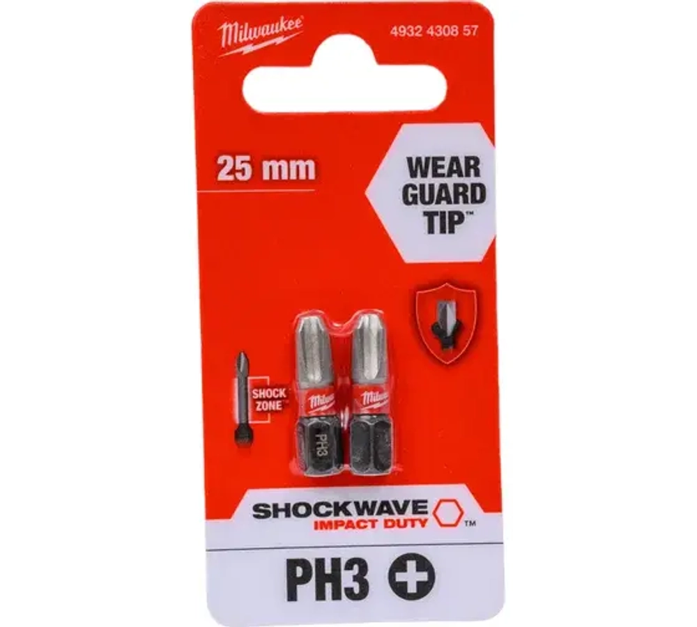 Насадка Milwaukee SHOCKWAVE PH3 25мм (2шт)