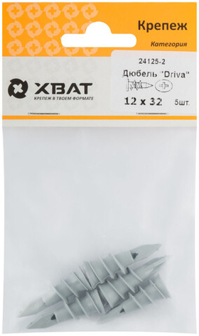 Дюбель "driva" 12 х 32 ( фасовка 5 шт.) 24125-2 ХВАТ