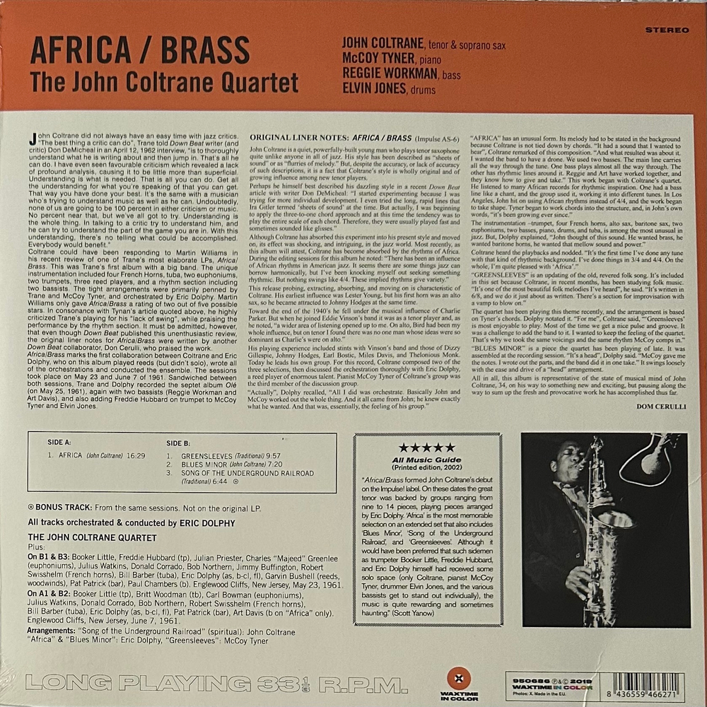 The John Coltrane Quartet - Africa / Brass (Европа 2019г.) Orange