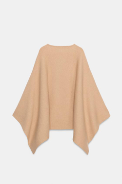 ZARA ОДНОТОННАЯ ТРИКОТАЖНАЯ НАКИДКА, СВЕТЛЫЙ ЖЕЛТО-КОРИЧНЕВЫЙ
