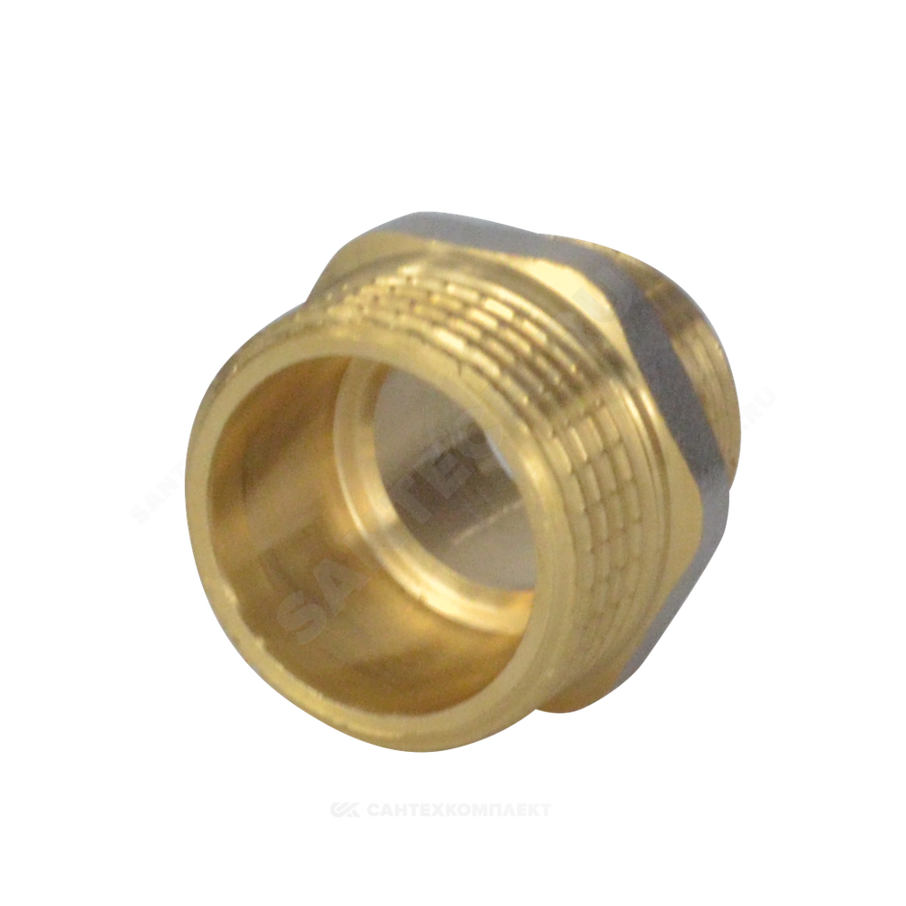 Ниппель латунь никель переходной Ду 15х10 (1/2"х3/8") НР 9023 ГОСТ 32585-2013 Aquasfera 9023-02
