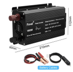 Инвертор 12V-220V 1500W черный Foval чистый синус