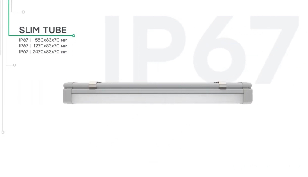 Светильник LED ДСП Slim-76/TUBE (IP67, 4000К) с проходной проводкой 2470х83х70мм CSVT