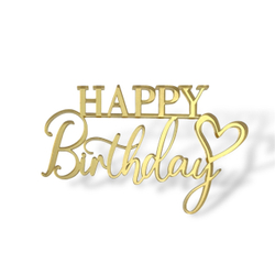 Топпер Торец "Happy Birthday" с сердечком акрил, 10см
