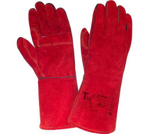 Краги сварщика спилок КРС/хлопок, лен 2Hands T59-11-ru