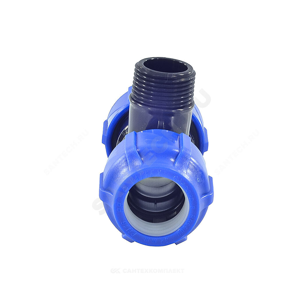 Тройник компрессионный ПЭ Дн 63х1 1/4"х63 НР Ру16 VALFEX 1210026311463
