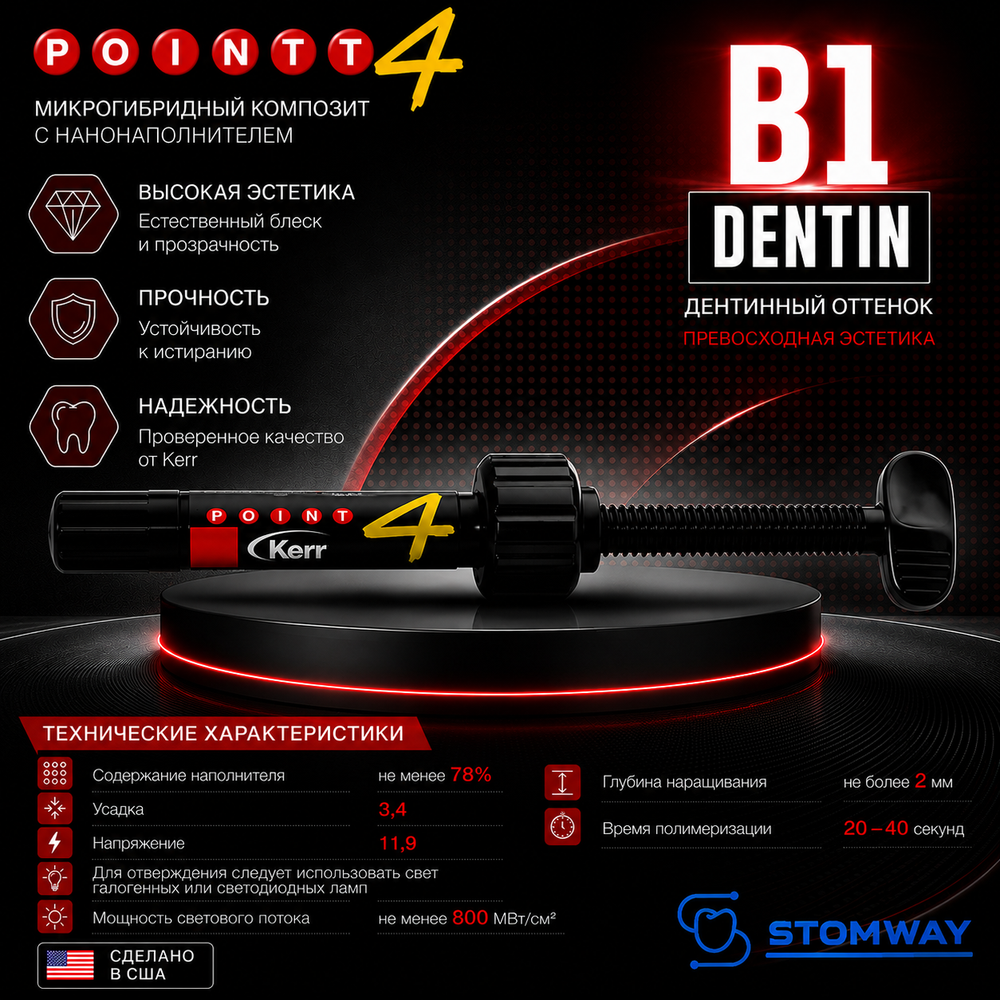 Point 4 Dentin B1, шприц (4гр), микрогибридный композит