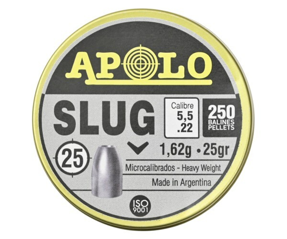Пули пневматические Apolo Slug 5,5 мм, 1,62 г (250 штук)