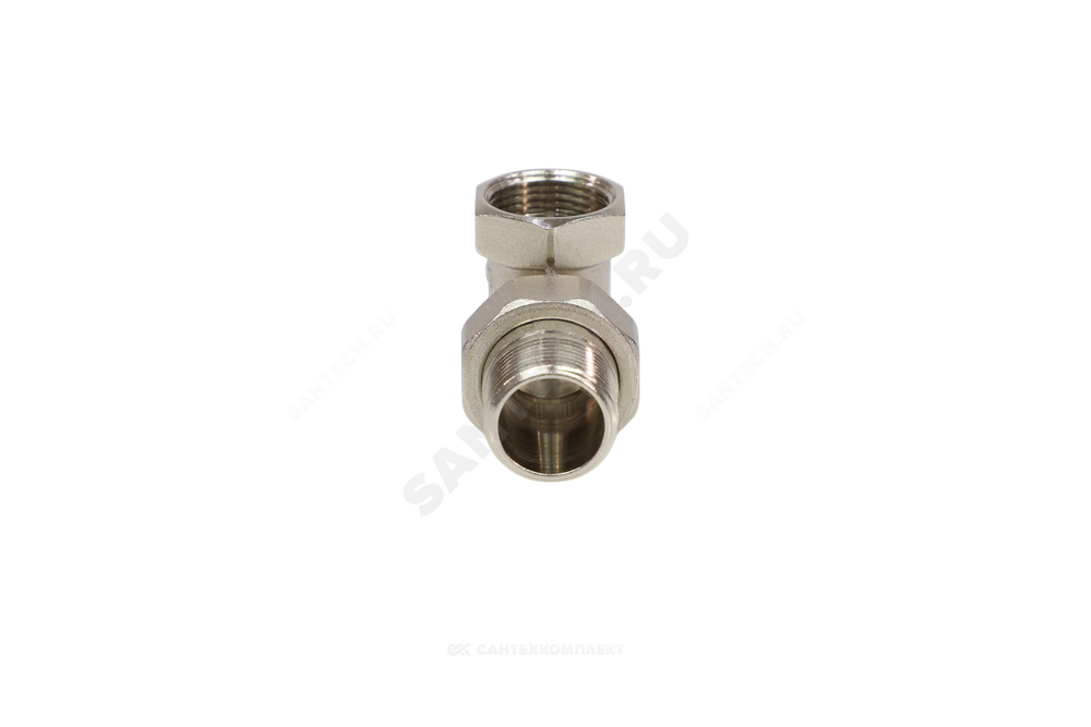 Соединитель латунь никель американка Ду 20 (3/4") угловой ВР/НР VALFEX VF.098.N.034