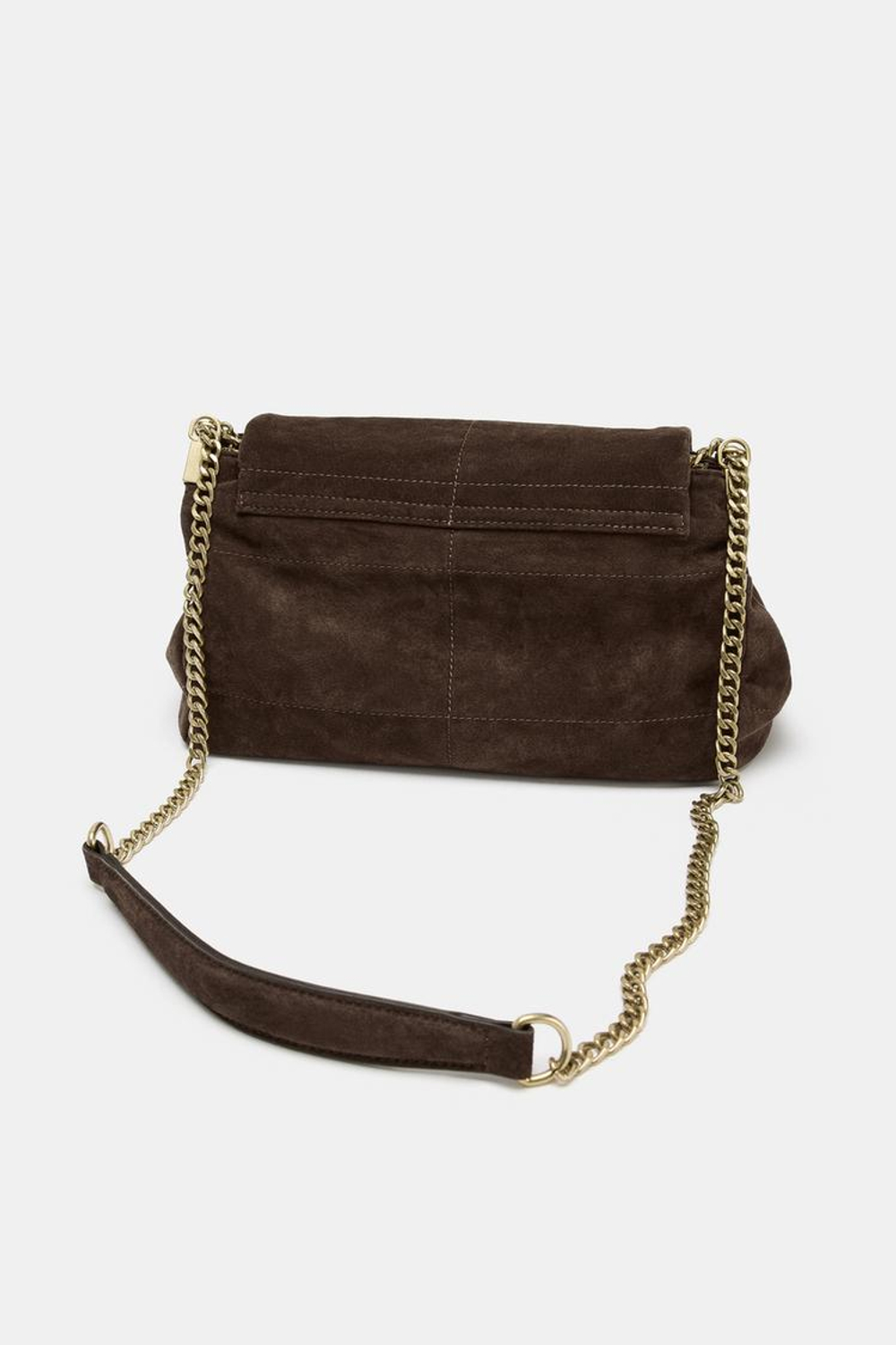 ZARA КОЖАНАЯ СУМКА С КЛАПАНОМ, ШОКОЛАДНЫЙ