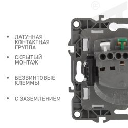 Розетка ЭРА Серия 12 12-2101-12 2P+E Schuko 16A-250В IP20 графит | Эра 12