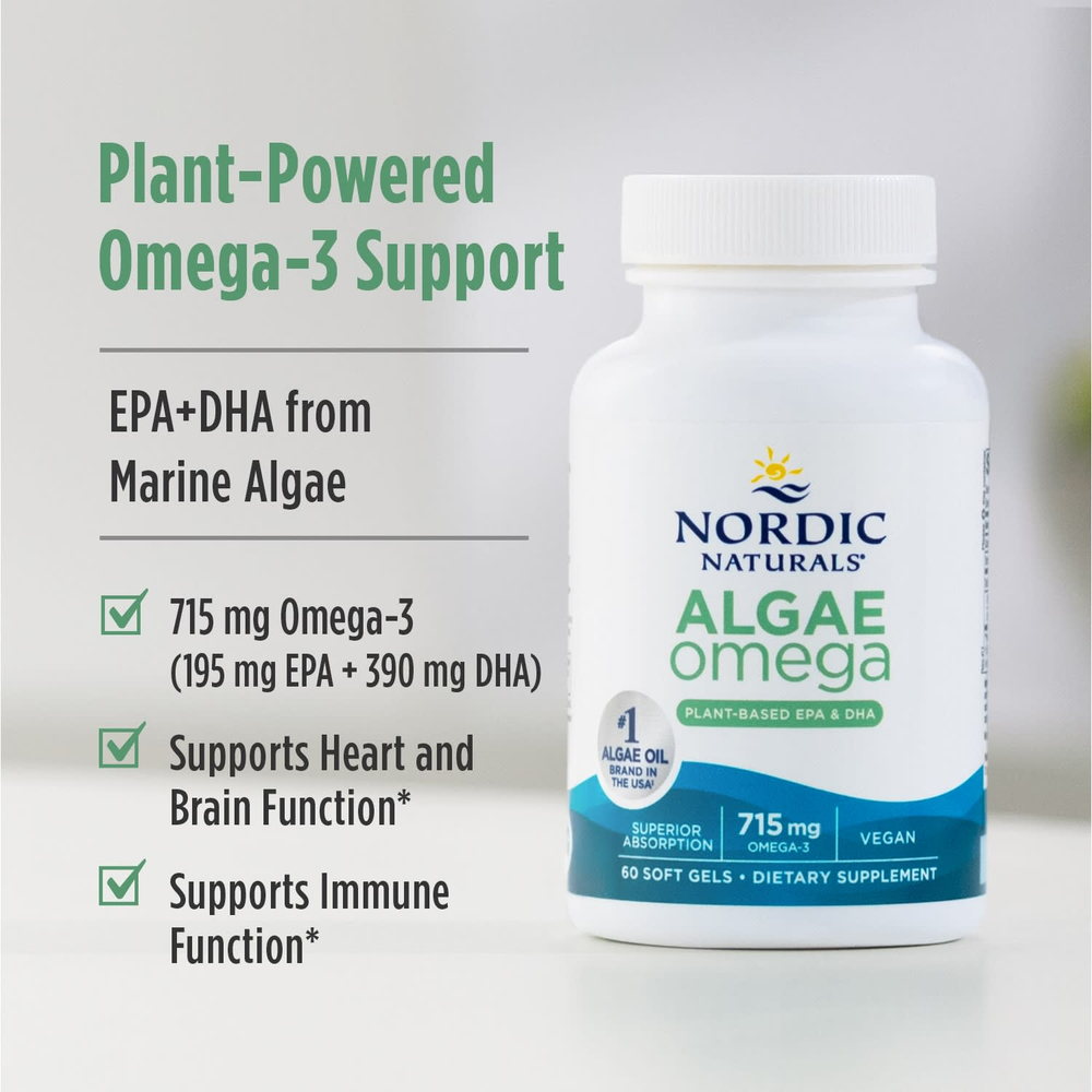 Nordic Naturals, Algae Omega, 60 мягких таблеток (357,5 мг в мягком геле)