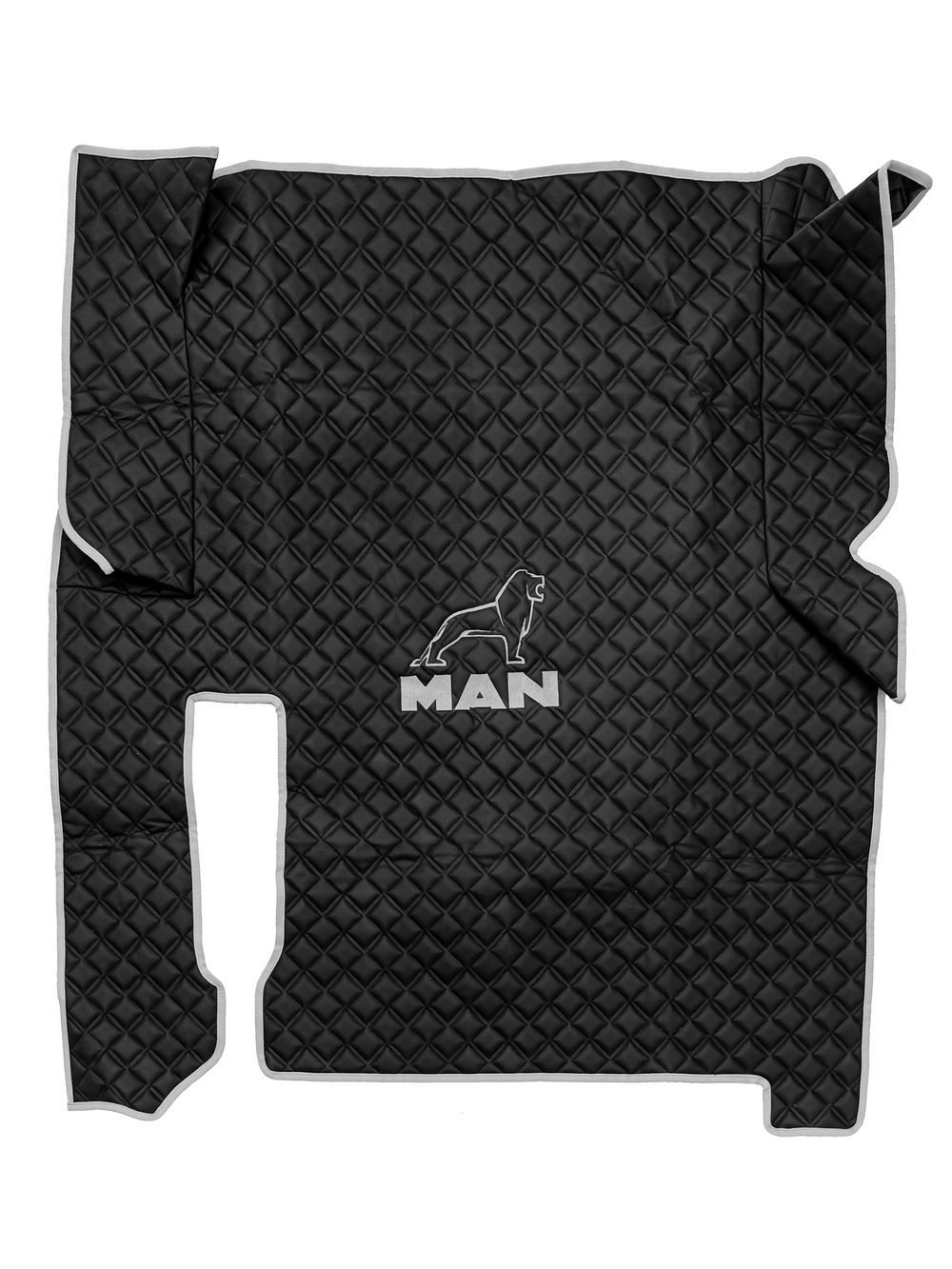 Ковры MAN TGX (автомат, механика) (экокожа, черный, серый кант, серая вышивка)