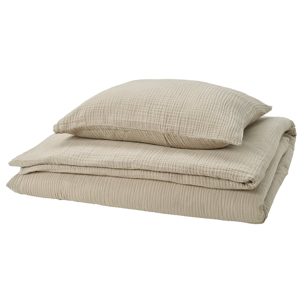 IKEA SCHERSMIN  (ИКЕА ШЕРСМИН)  -  Пододеяльник и наволочка - серо-бежевый 150х200/50х60 см