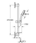 Душевой гарнитур GROHE Vitalio Comfort 110, 2 режима струи, штанга 600 мм, 8.5 л/мин, хром (26935001)