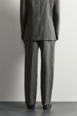 ZARA КОСТЮМНЫЕ БРЮКИ RELAXED FIT ИЗ 100% ШЕРСТИ, АНТРАЦИТОВО-СЕРЫЙ