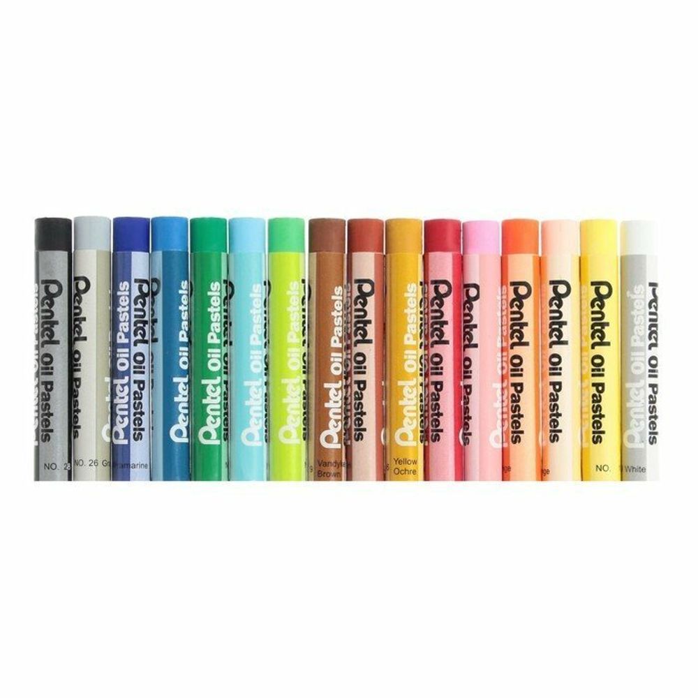 Пастель масляная художественная PENTEL "Oil Pastels", 16 цветов, круглое сечение, картонная упаковка, PHN4-16