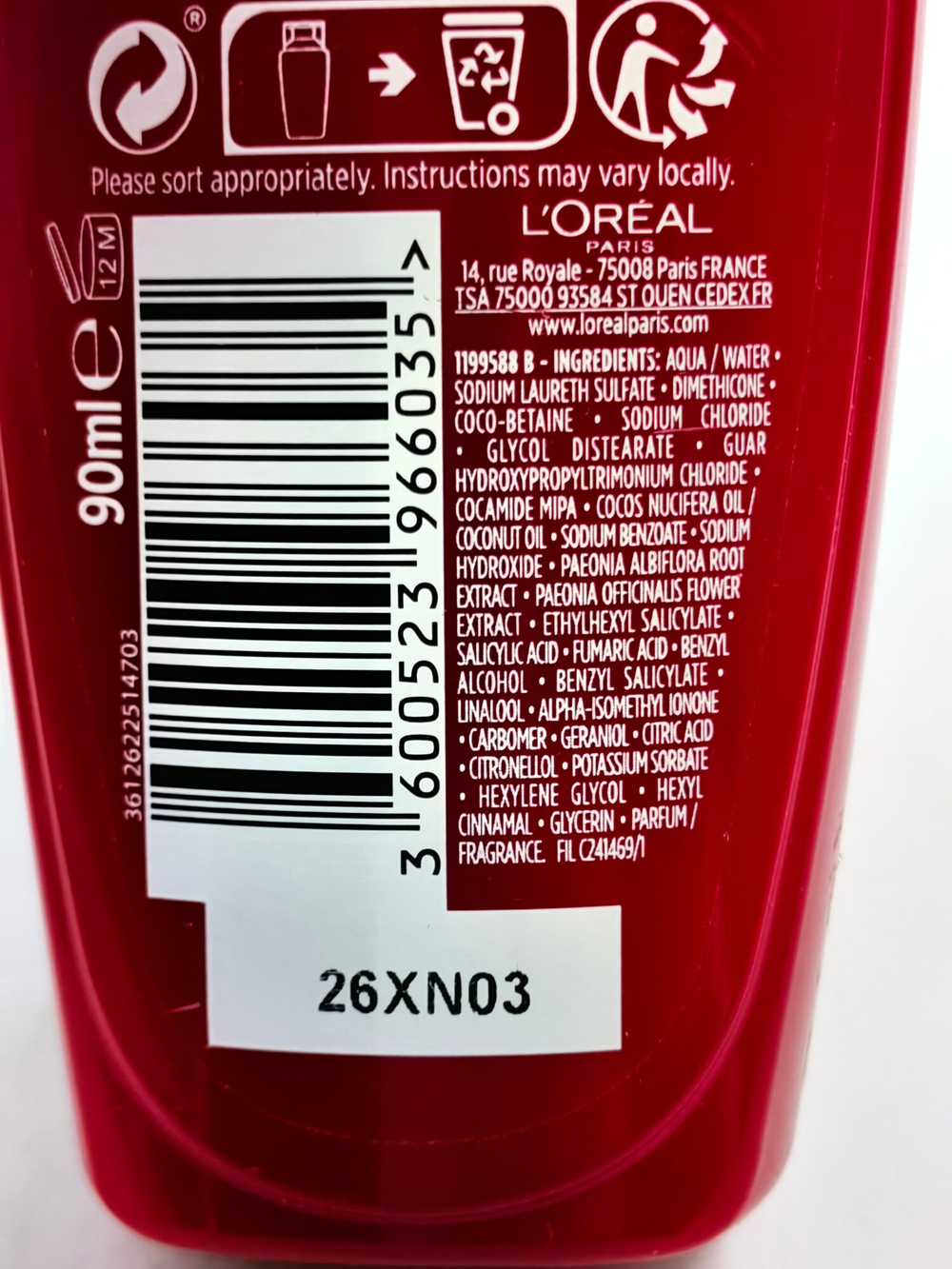 Loreal Paris Шампунь мини формат Elvital Color Vive для окрашенных и мелированных волос с экстрактом красного пиона, УФ-фильтр, 90 мл (Франция)