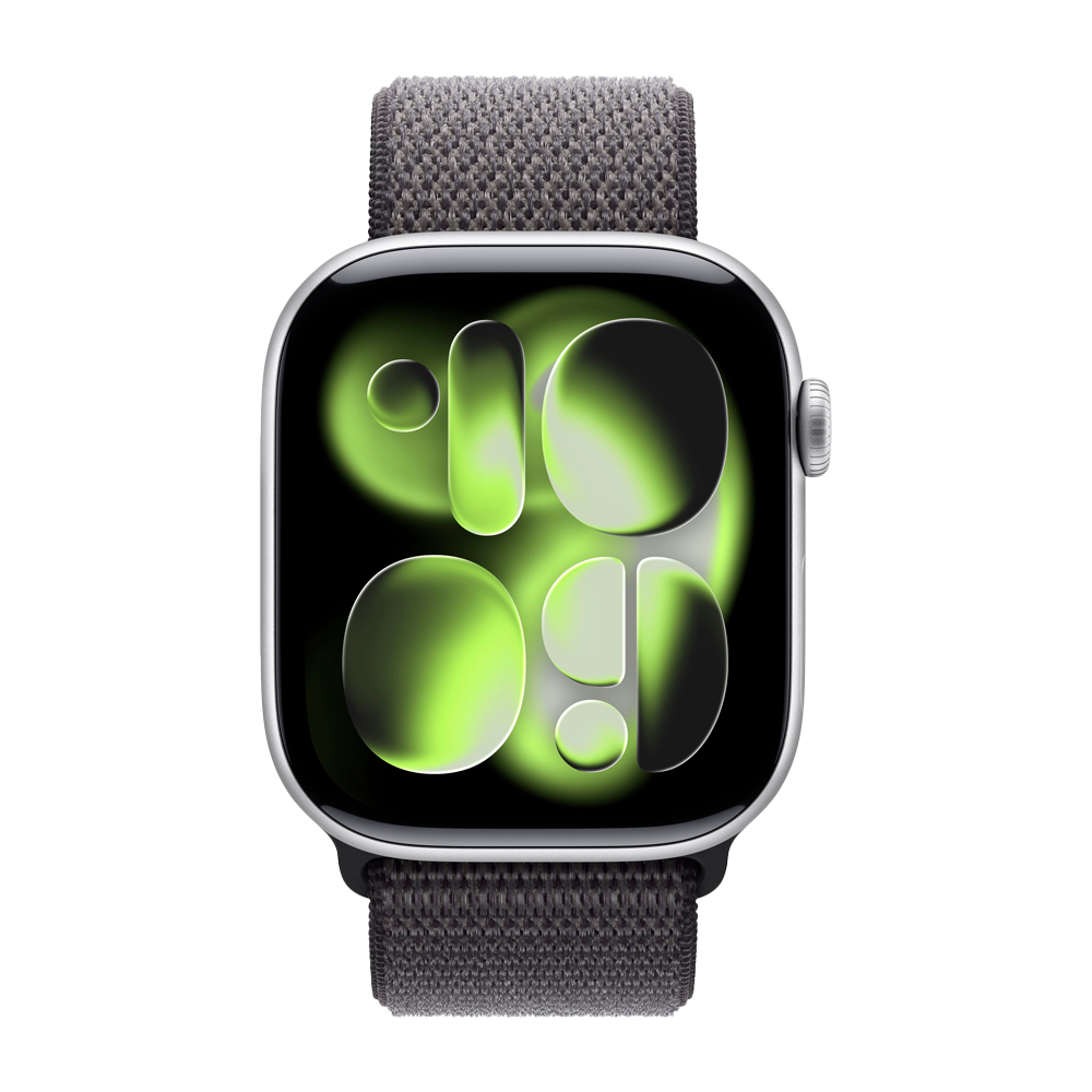 Умные часы Apple Watch Series 11 GPS, 46mm, Silver Aluminium Case with Dark Gray Sport Loop