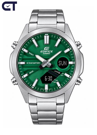 CASIO EFV-C120D-3ADF EDIFICE мужские наручные часы — стальной хронограф с изумрудным циферблатом
