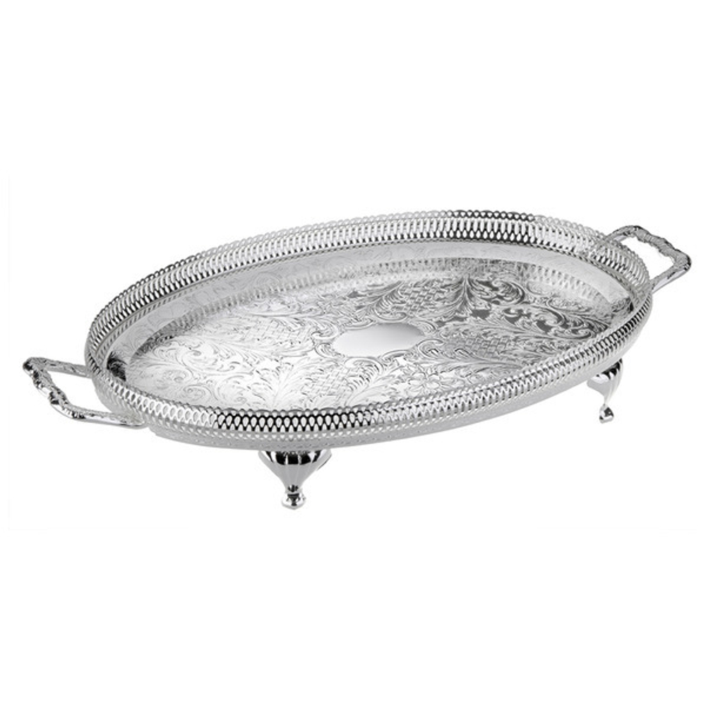 Поднос овальный с ручками на ножках 46x25см Queen Anne