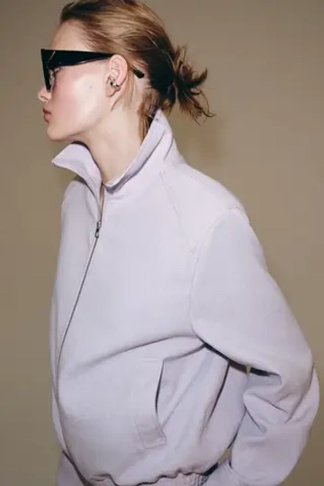 ZARA БОМБЕР ИЗ СМЕСОВОГО ЛЬНА — ZW COLLECTION, ЦВЕТ МАЛЬВЫ