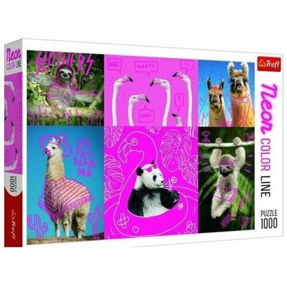 Puzzle "1000 Neon Color Line" - Crazy Animals
