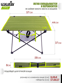 Стол складной Norfin LUOMA COMPACT NF Alu 57x45
