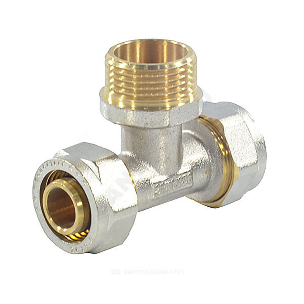 Тройник МП латунь никель обжим Дн 26х3/4"х26 НР ГОСТ 32415-2013 7014 Aquasfera 7014-03