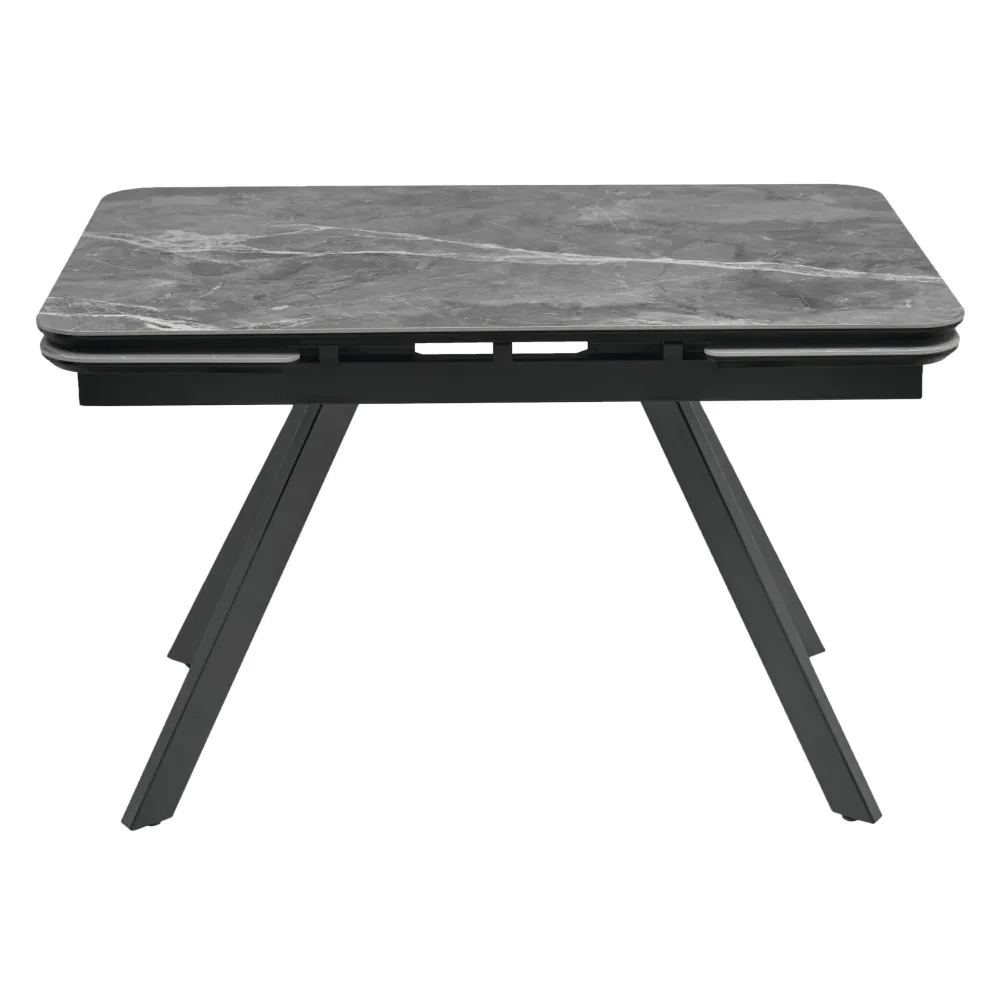 Стол Arthur раскладной 120-184x80x75см, керамогранит серый мрамор Greys Grey, чёрный