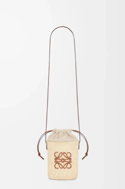 Loewe Сумка из пальмы ирака и телячьей кожи, натуральный/коричневый