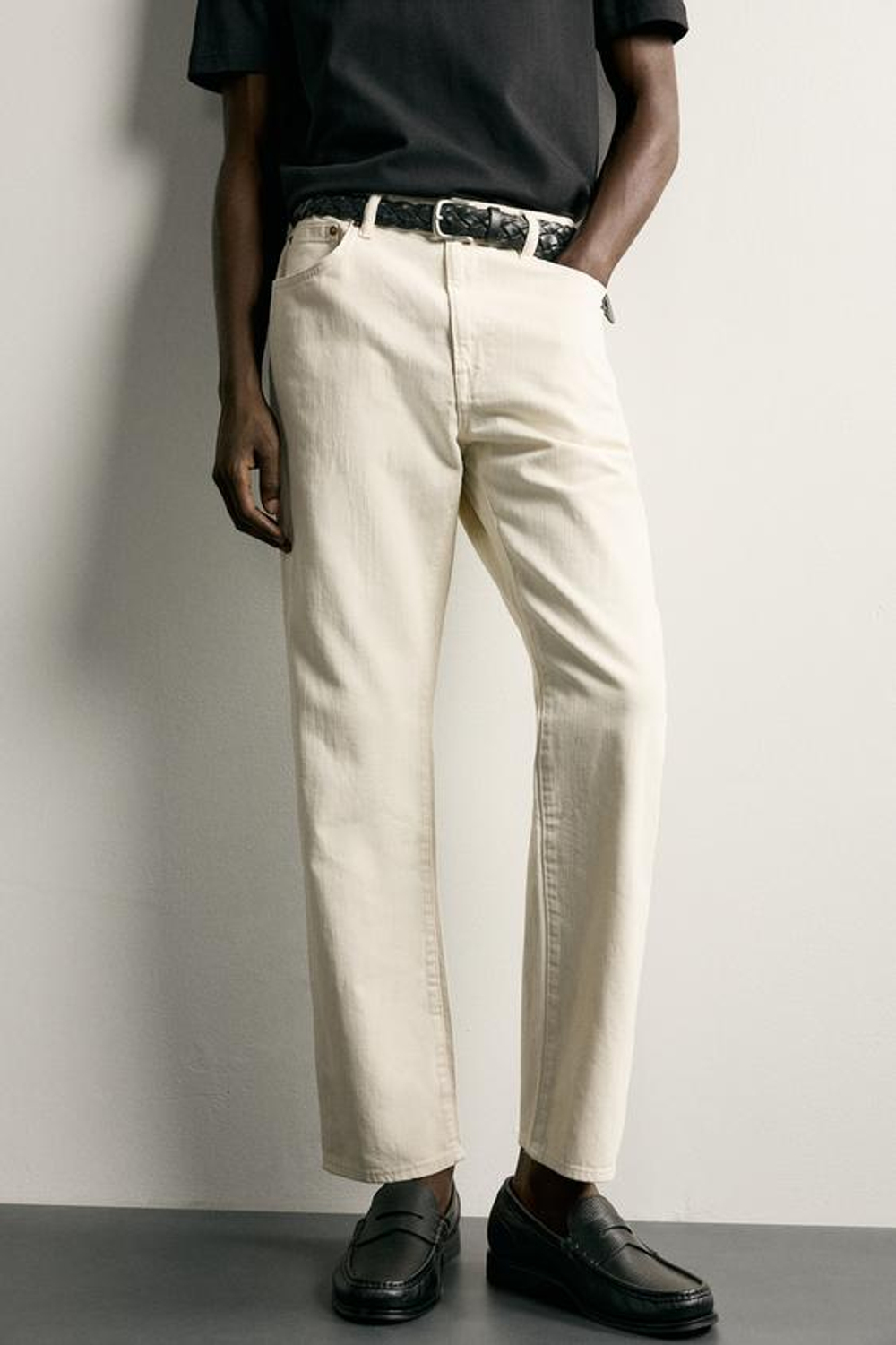 ZARA ЛЕГКИЕ ДЖИНСЫ REGULAR FIT, ЭКРЮ