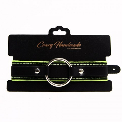Ошейник с мягкой зеленой подкладкой Crazy Handmade