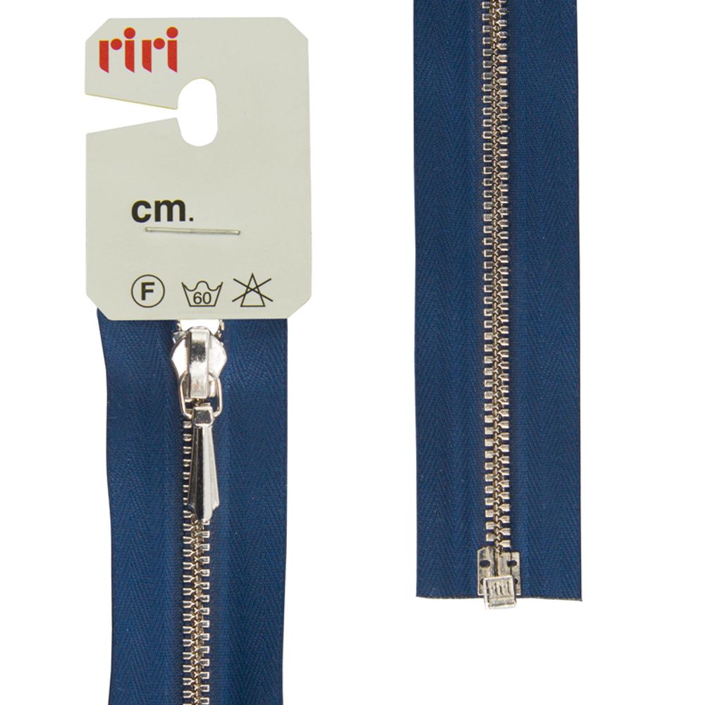 Молния металл RIRI Т3 (3 мм) 1 зам., разъем., 60 см, Ni, слайд.Tropf, цв.2626, кобальт синий, 1 шт