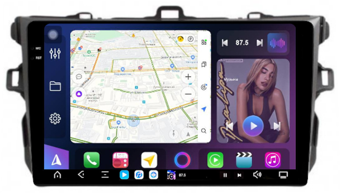 Магнитола для Toyota Corolla 150 2006-2013 (рамка тип 1) - FarCar S500-TS20 монитор 9.5" 2K QLED на Android 14, Быстрейшая, CarPlay, 4G SIM-слот