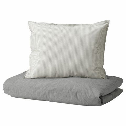 Комплект постельного белья IKEA BLAVINDA (БЛОВИНДА), Односпальный, Серый, 150x200, 50x80 см