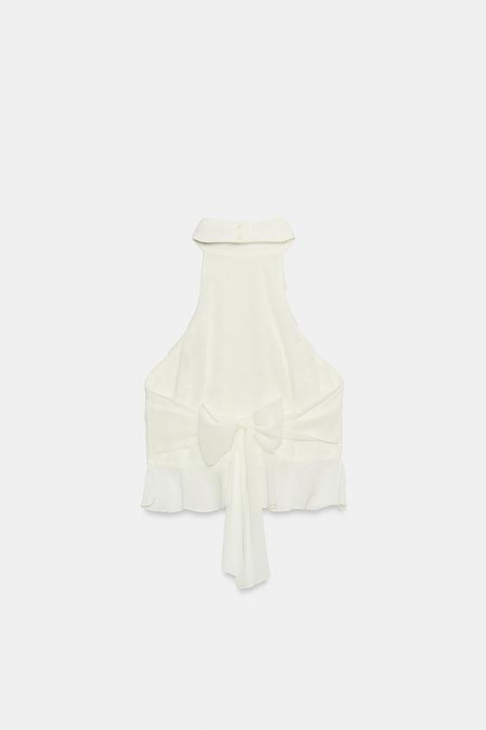 ZARA ТОП ИЗ ЖОРЖЕТА С ГОРЛОВИНОЙ ХАЛТЕР, ЭКРЮ