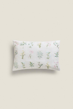 ZARA HOME ЧЕХОЛ ДЛЯ ДЕКОРАТИВНОЙ ПОДУШКИ С ПРИНТОМ «ЦВЕТЫ», ЭКРЮ