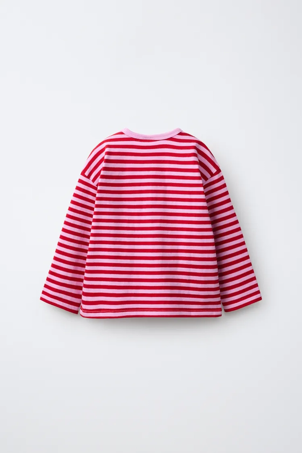 ZARA ЛОНГСЛИВ В ПОЛОСКУ С ВЫШИВКОЙ «СЕРДЦЕ», РОЗОВЫЙ
