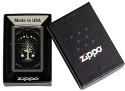 Зажигалка Zippo Mystic Nature Design с покрытием Black Ice®, латунь/сталь, черная, 38x13x57 мм