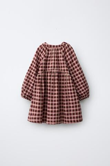 ZARA ПЛАТЬЕ В КЛЕТКУ, РОЗОВАТЫЙ