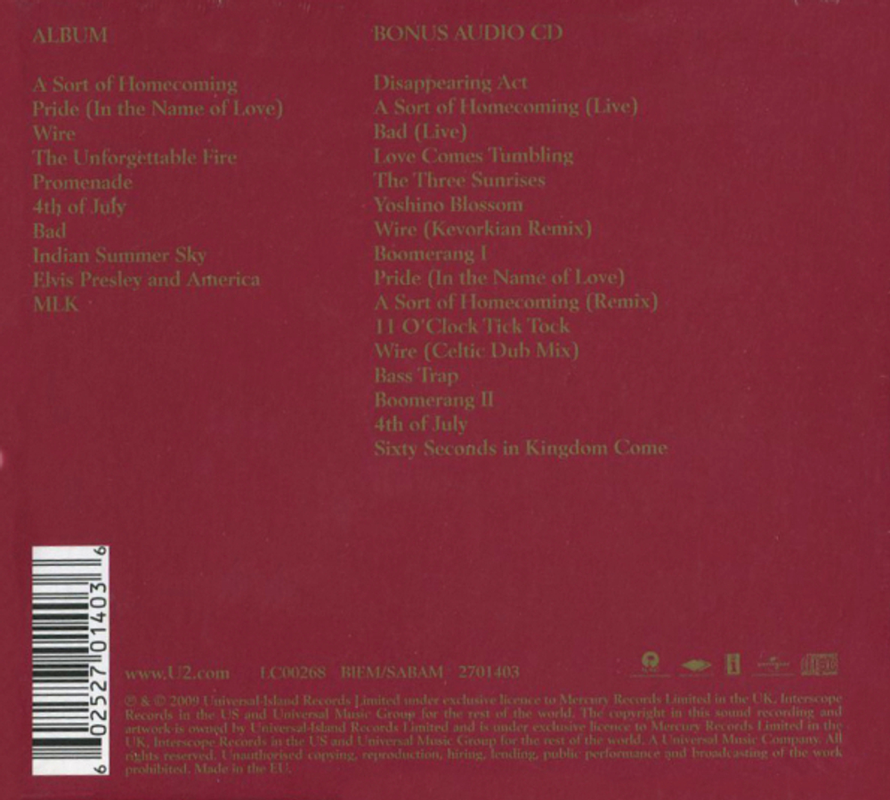 U2 / The Unforgettable Fire (Deluxe Edition)(2CD)