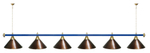 Лампа STARTBILLIARDS 6 пл. (плафоны зеленые,штанга зеленая,фурнитура золото)