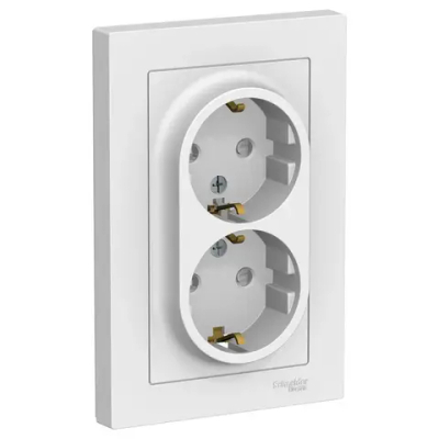 Розетка "AtlasDesign" С/У с ЗК 2-я (250В, 16А защит.шторки)